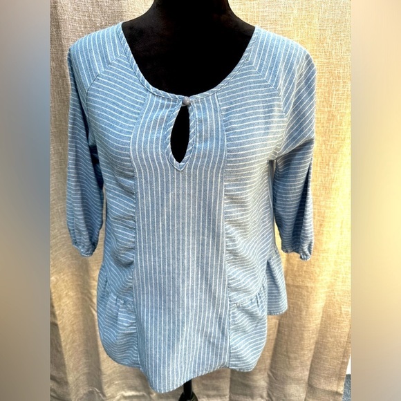 Ces Femme Blue & White Striped top size small - Picture 1 of 7